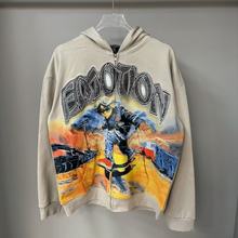 MIXED EMOTION高街烫钻字母印花连帽开衫卫衣百搭休闲男女外套