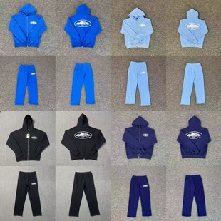 Corteiz恶魔岛发泡印花宽松开衫连帽外套休闲长裤加绒男女套装潮