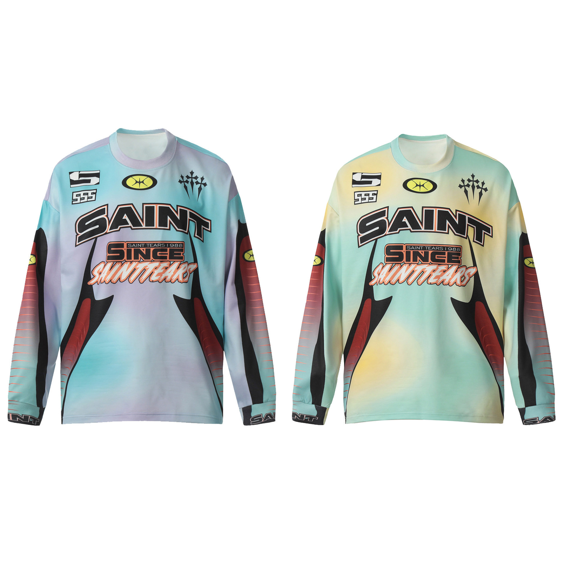 BIGTHING高街潮牌Saintmichael数码印花长袖T恤男女潮流打底衫tee