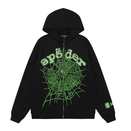Sp5der555蜘蛛网印开衫卫衣