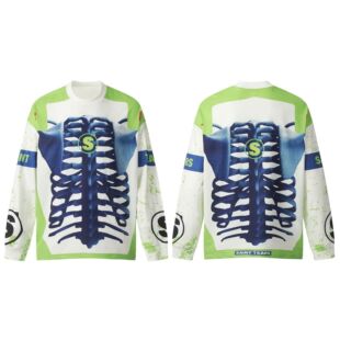 BIGTHING秋冬新款Saint michael长袖T恤数码印花宽松休闲打底衫