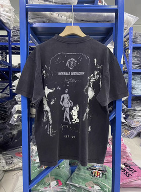 ERD忧郁的富二代 25SS Waticive-pour Pupues人像印花洗水做旧T恤