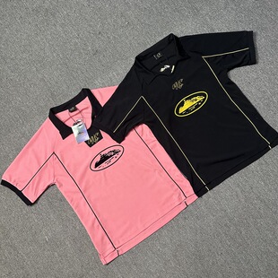 corteiz 美潮恶魔岛植绒印花速干足球服男女宽松休闲运动短袖T恤