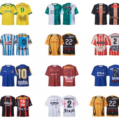 夏季TRAVIS SCOTT CACTUS JACK透气网眼足球服宽松运动球衣短袖T