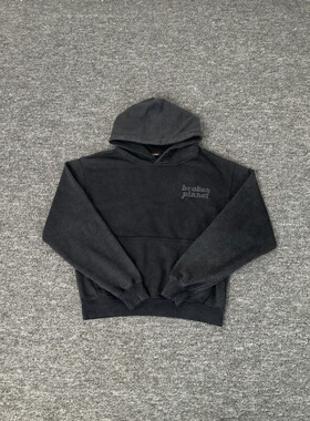 broken planet美式复古洗水做旧发泡字母连帽卫衣休闲长裤套装