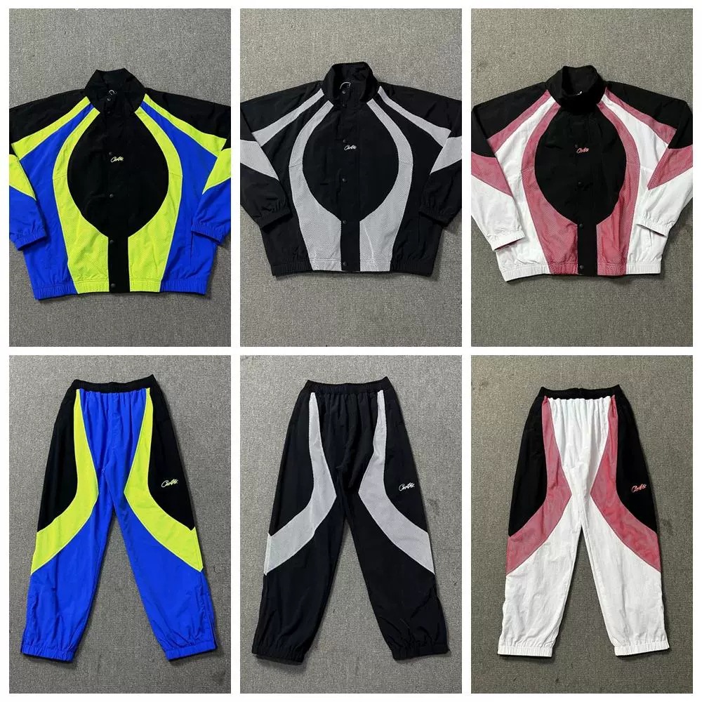 Corteiz恶魔岛DRILL风撞色拼接冲锋衣夹克外套宽松休闲长裤套