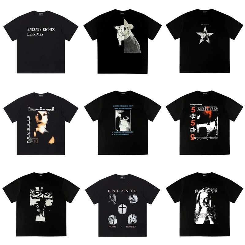 ERD忧郁富二代美式高街人像字母印花夏季复古男女宽松休闲短袖T恤