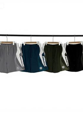 broken planet美式潮牌字母logo刺绣男女撞色拼接梭织休闲短裤