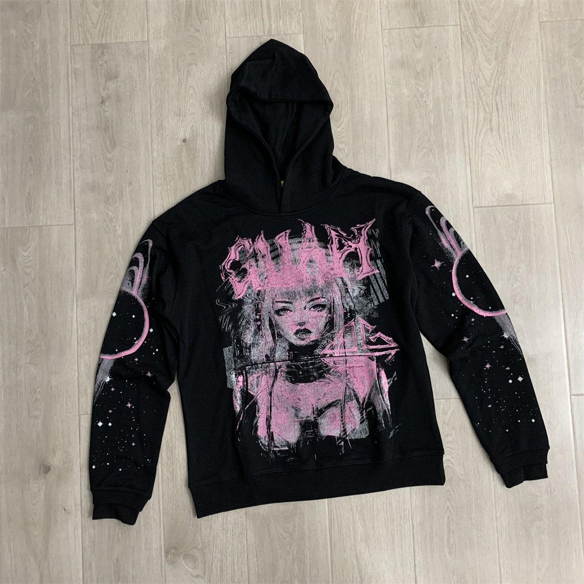 Guapi美式嘻哈风复古直喷印花男女连帽卫衣高街宽松潮流套头外套,男装,卫衣,淘宝优惠券,粉丝福利购,淘宝优惠卷