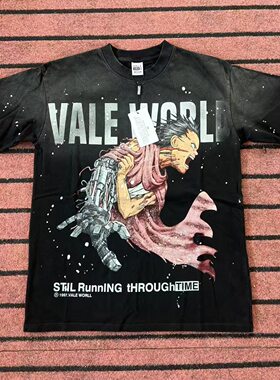 VALE日系复古做旧宽松情侣T恤