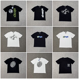 ADWYSD指纹字母印花短袖夏季潮牌男女宽松休闲太阳卷短袖T恤