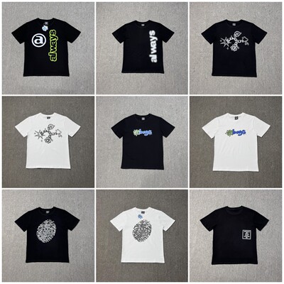 ADWYSD指纹字母印花短袖夏季潮牌男女宽松休闲太阳卷短袖T恤