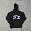 923 Black Printed Purple Hooded Sweatshirt