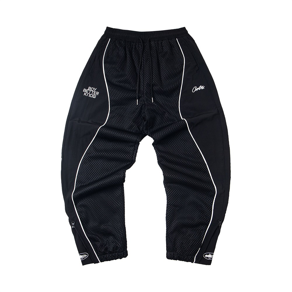 Corteiz恶魔岛网眼裤子宽松休闲运动裤潮牌男女刺绣字母束脚裤