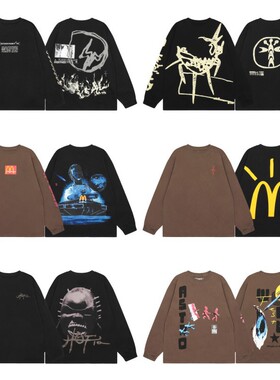 美式潮牌travis scott薄款卫衣男女情侣上衣TS厚长袖秋冬季打底衫