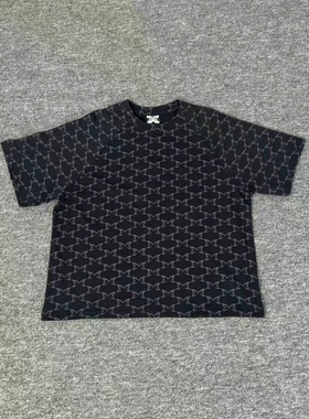 Mertra美潮街头嘻哈满印字母LOGO宽松休闲圆领夏季短袖男女T恤