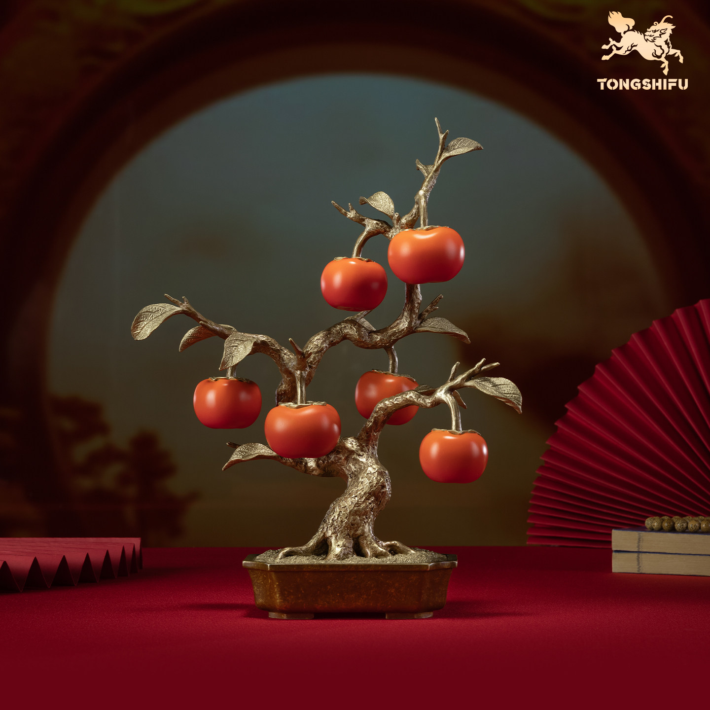 铜师傅《六六大顺》客厅桌面铜柿子摆件 家居装饰工艺品 新年礼物,家居饰品,桌面摆件,淘宝优惠券,粉丝福利购,淘宝优惠卷