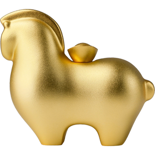 铜师傅《马上有钱》桌面真金鎏镀马摆件 家居装饰品 新年礼物