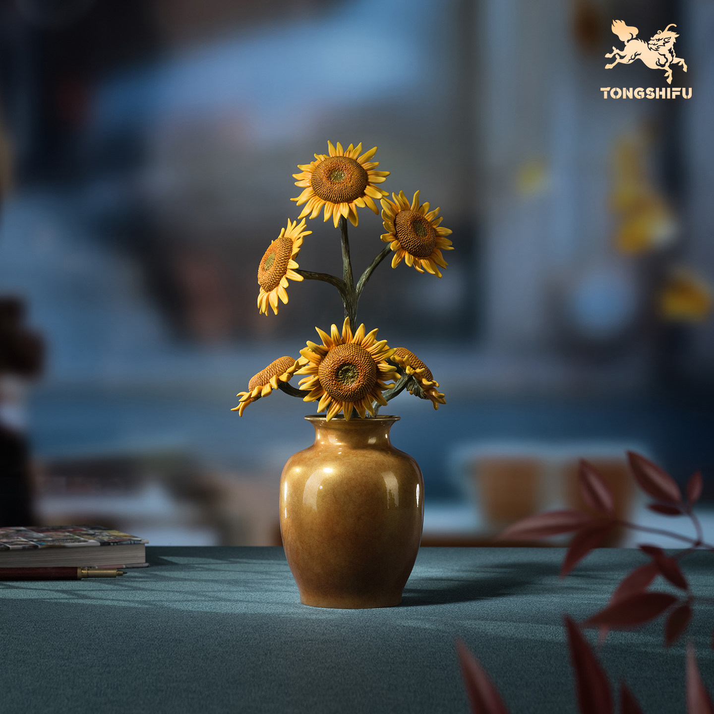 铜师傅《向阳花开》客厅桌面一举夺魁向日葵铜摆件 治愈系礼物,家居饰品,桌面摆件,淘宝优惠券,粉丝福利购,淘宝优惠卷
