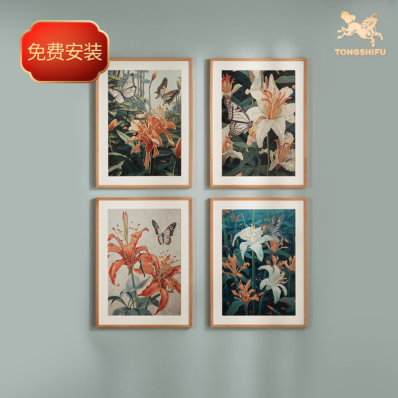 铜师傅 手工錾刻 铜雕画《蝶恋花》客厅书房玄关装饰画背景画壁画图片