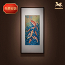 玄关沙发背景墙装 铜师傅 九鱼聚财之二 手工錾刻 饰画 铜雕画