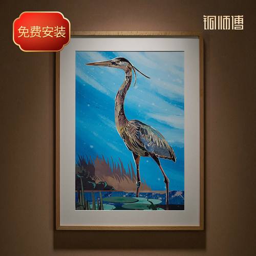 铜师傅铜雕画《蓝鹭之二》