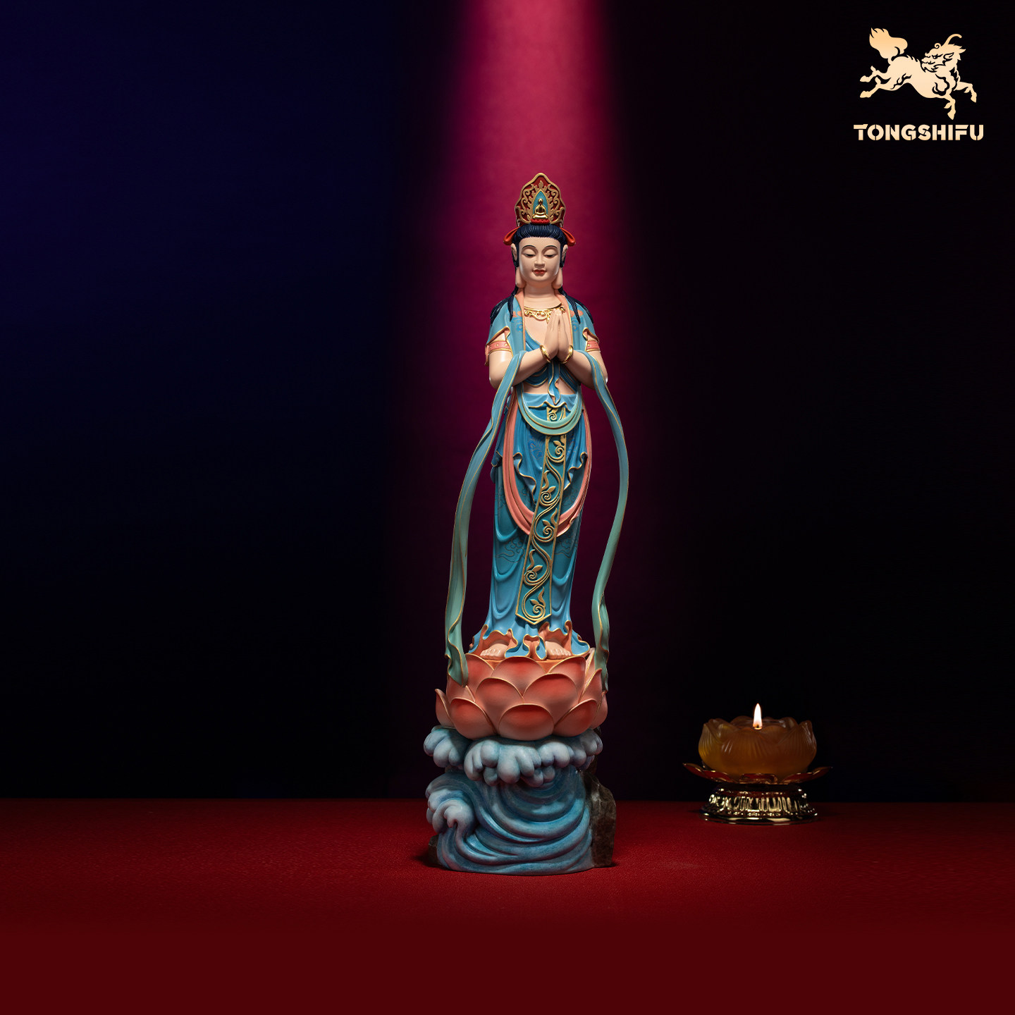 铜师傅《合掌观音（彩绘版）》客厅桌面青铜摆件 家居装饰工艺品,家居饰品,桌面摆件,淘宝优惠券,粉丝福利购,淘宝优惠卷