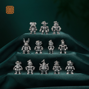 玺匠金铺《足银生肖机甲》足银999 十二生肖吊坠项链生日礼物