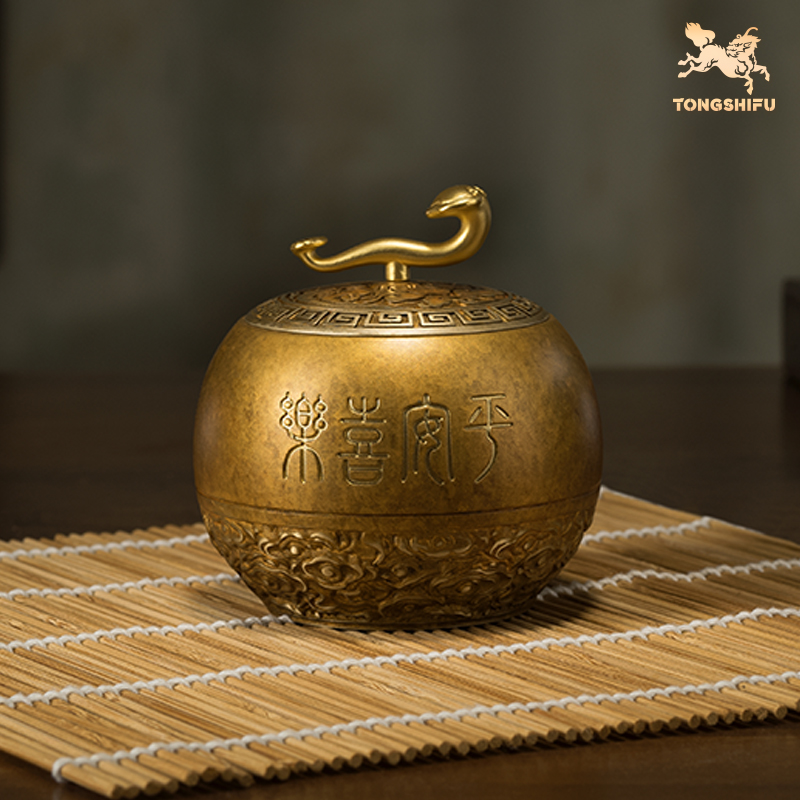 铜师傅《如意小茶罐》铜摆件