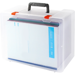 手提档案盒文件资料盒批发a4打印纸收纳盒透明袋10cm会计凭证文件夹专用箱桌面整理塑料盒子办公用品文具大全