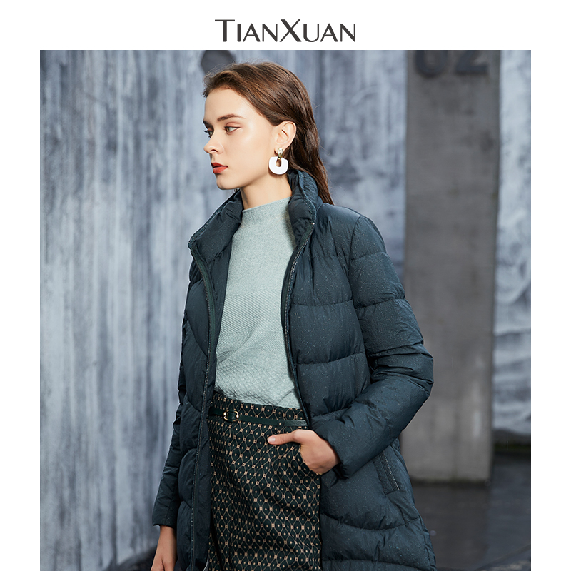 天轩商场同款2022冬新款高级羽绒服女时尚中长款鹅绒保暖 tfdy263