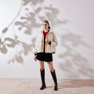 天轩商场同款 连帽白鹅绒面包服休闲减龄TIDY264 女连帽羽绒服时尚