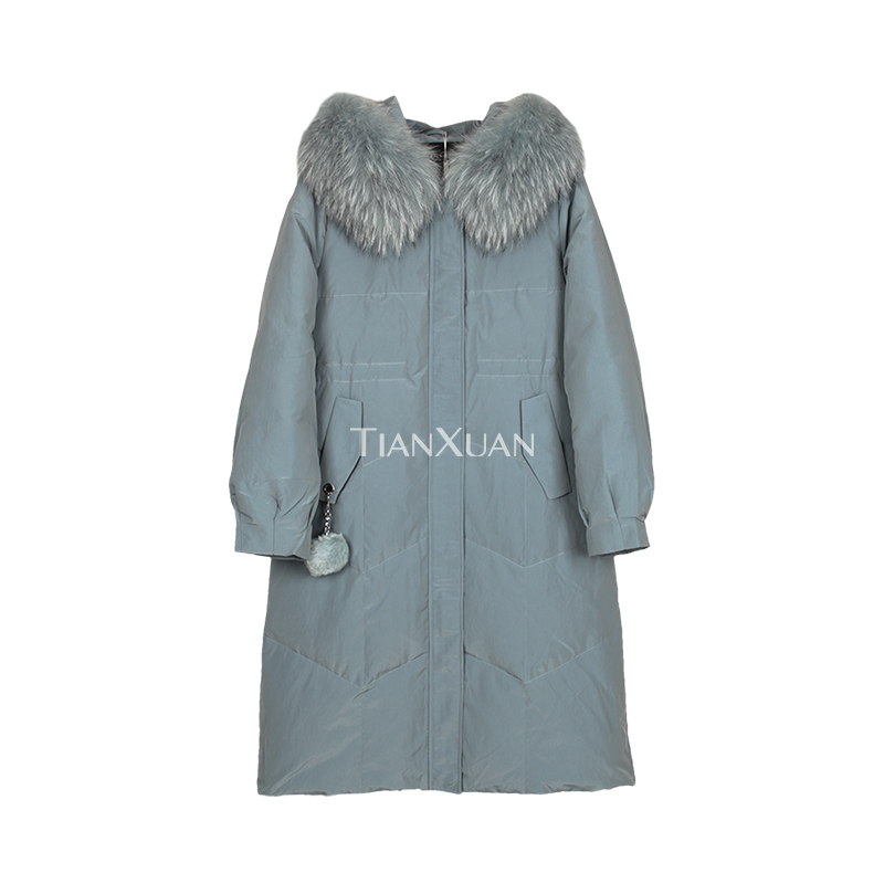 天轩中长款过膝连帽加厚羽绒服