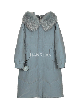 天轩商场同款冬女中长款过膝连帽加厚羽绒服（特价销售） TEDY194