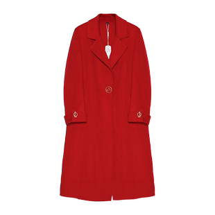 天轩商场同款秋冬女士红色喜庆外套羊毛毛呢中长款大衣 TEDE606