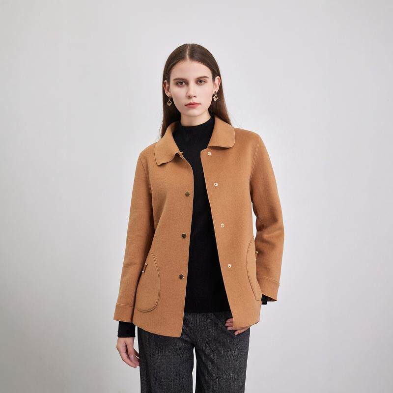 天轩商场同款2024秋冬女羊毛短款外套双面呢大衣时尚高级THDE242