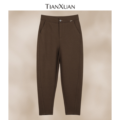 天轩商场同款2025冬上新女休闲裤加厚锥形裤修身显瘦百搭TIDT723