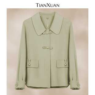 天轩商场同款2025冬上新女短款毛呢大衣全绵羊毛外套舒适TIDE655