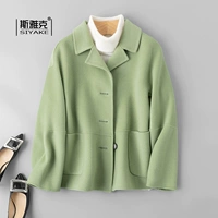 Áo khoác cashmere nữ phổ biến 2019 mới hai mặt Hepburn gió lỏng nhỏ giản dị áo len ngắn màu xanh lá cây - Accentuated eo áo mẫu áo choàng nữ đẹp