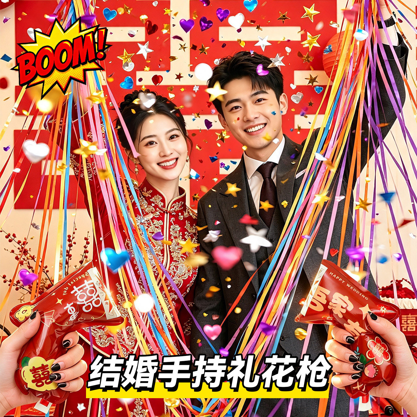 结婚专用手持礼花枪婚礼手抛彩带图片