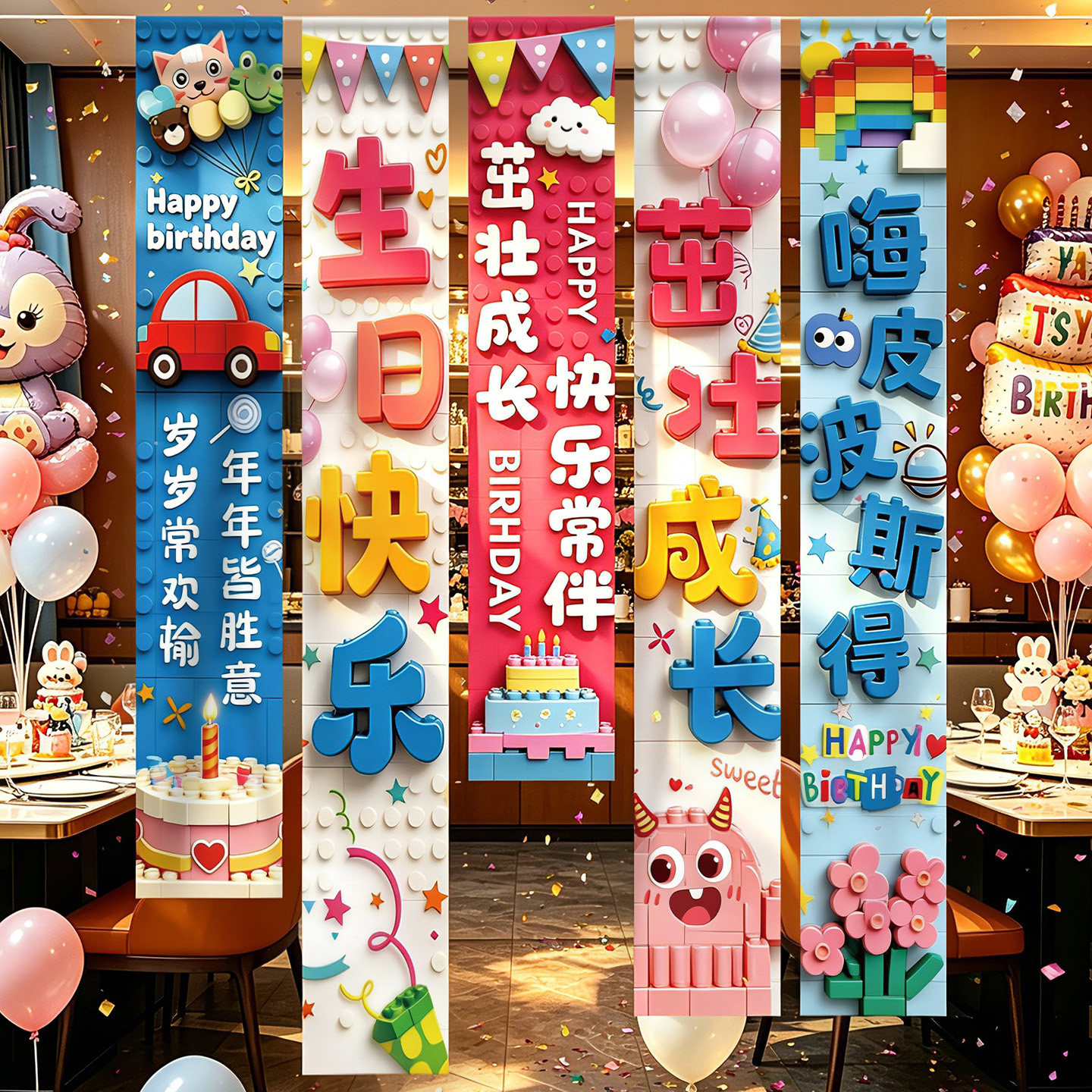 生日快乐派对氛围感道具条幅挂布图片
