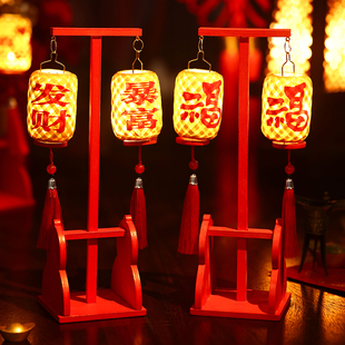 2026马年手工竹编发光灯笼新年过年宫灯一对场景氛围摆件装饰布置