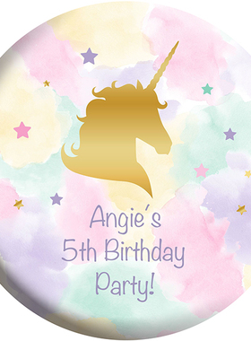 独角兽粉紫色女孩派对名字徽章胸章冰箱贴创意小礼物定制卡通回礼