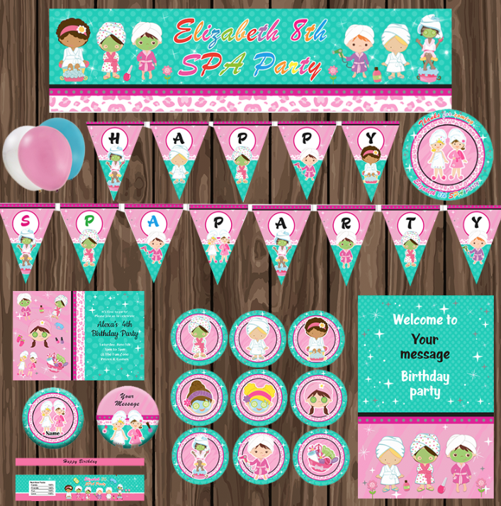 美容化妆spa女孩做面膜睡眠休闲派对装饰布置旗帜横幅贴纸海报