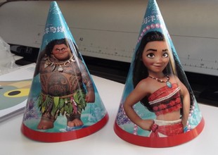 moana海洋奇缘派对帽手工锥形帽头饰声音玩具吹龙卷喇叭南太平洋