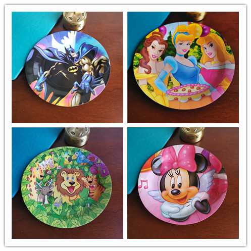 促销公主森林动物蝙蝠侠卡通儿童生日宴会派对大纸盘冷餐盘12个