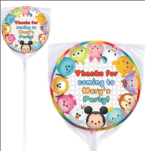 Q版迪士尼tsum公仔头卡哇伊派对6cm棒棒糖贴纸卡通创意礼物定制