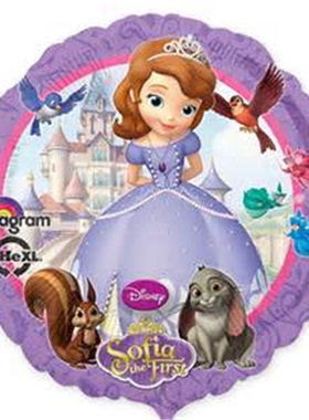 美国紫色sofia索菲亚娅公主进口彩色卡通飘空气球派对空间装饰