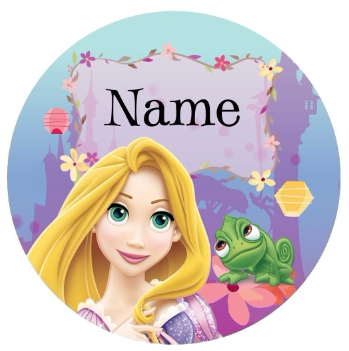 女孩生日长发公主Tangled贴纸儿童装饰自粘创意定制胸贴圆形礼物