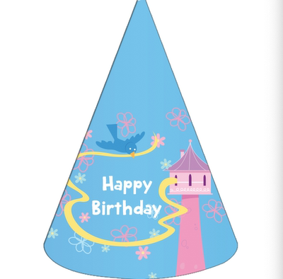 女孩生日长发公主Tangled生日派对帽头饰玩具喇叭吹龙卡通可爱